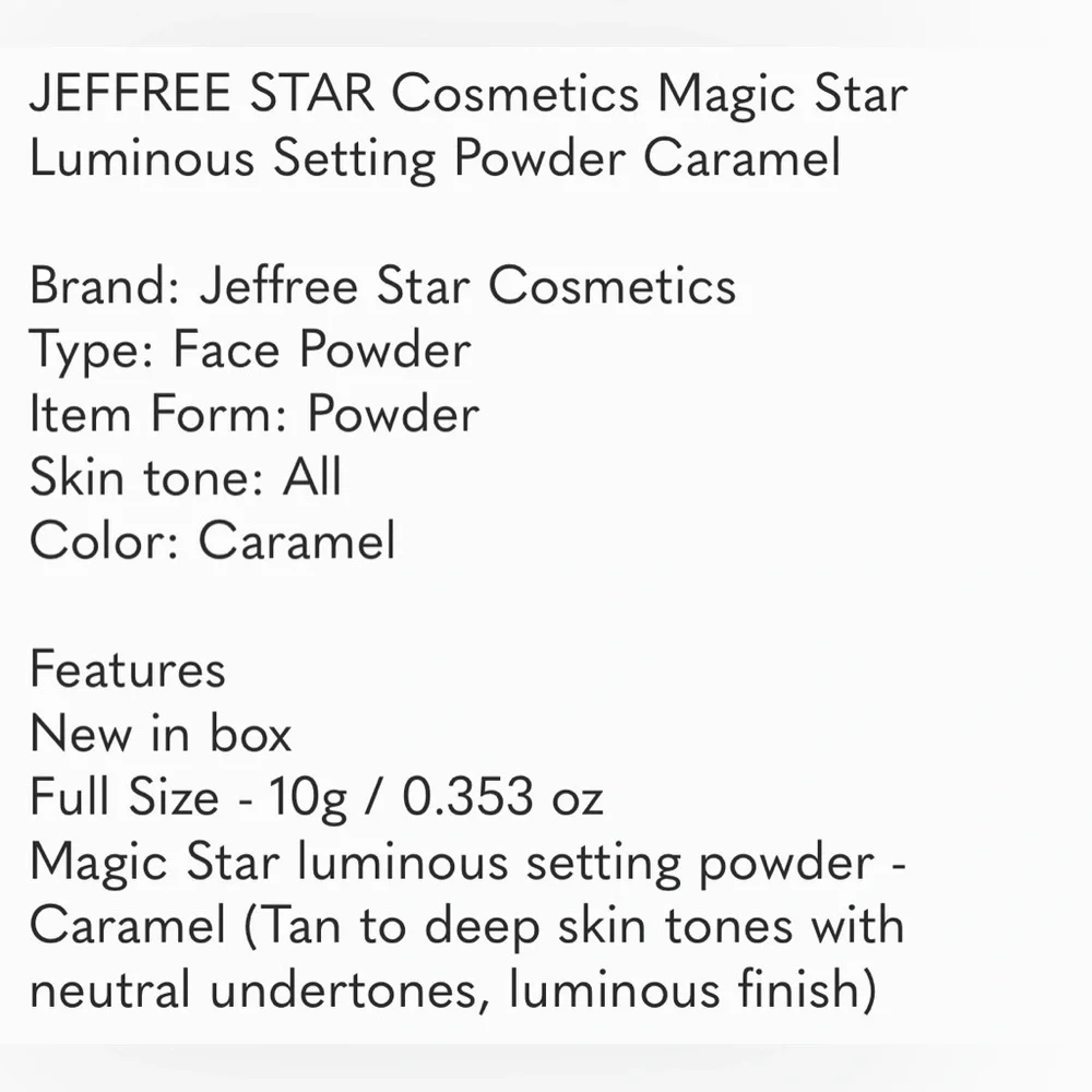 NIB Jeffree Star Luminous setting powder CARAMEL 🌺🌸🌹